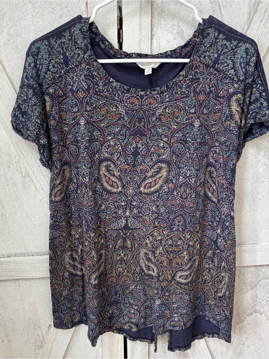 Lucky Brand Tops - LUCKY BRAND Paisley Knit Top Women’s Large Multicolor Boho Festival Split Back
